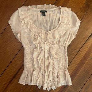 ‘Timing’ Brand Smocked Ruffled Top, Small